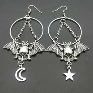 Queen of the Night Silver Bat Hoop Earrings - Goth Witch Vampire Punk